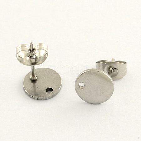 Non-Tarnish 304 Stainless Steel Stud Earring Findings STAS-R063-35-10mm-1