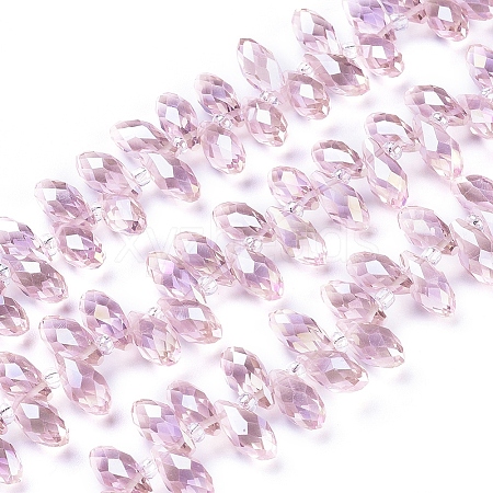 Electroplate Glass Faceted Teardrop Beads Strands EGLA-D014-15-1