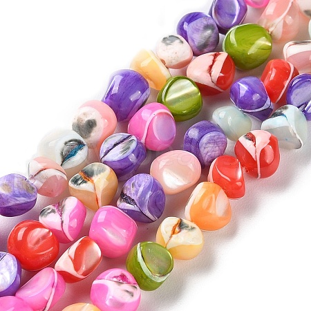 Natural Trochus Shell Dyed Beads Strands BSHE-E030-01-1