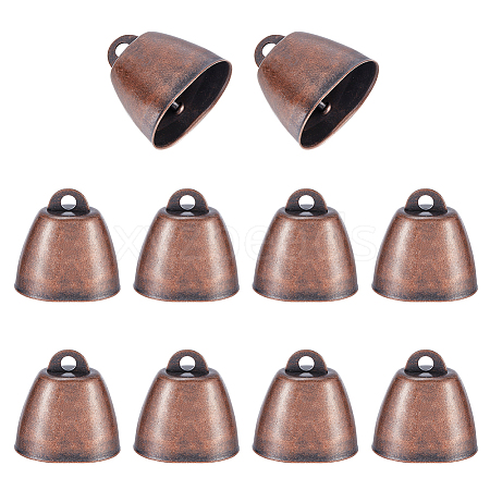 Tibetan Style Iron Bell Pendants FIND-WH0034-22R-1