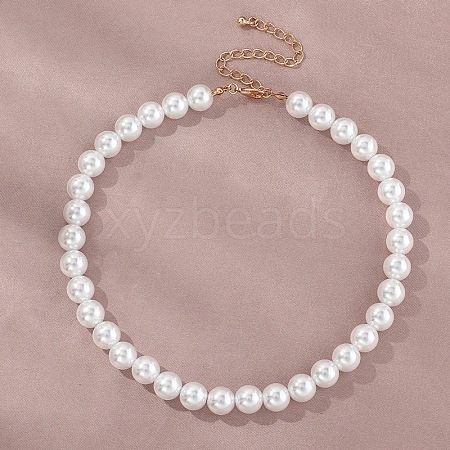 Plastic Imitation Pearl Round Beaded Necklaces for Women WGF0340-04-1