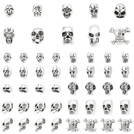   80Pcs 10 Style Halloween Tibetan Style Alloy Beads FIND-PH0006-39-1