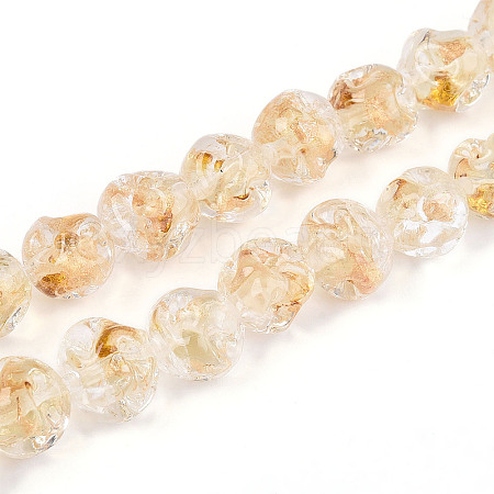 Handmade Gold Foil Glass Beads Strands FOIL-N029-04A-1