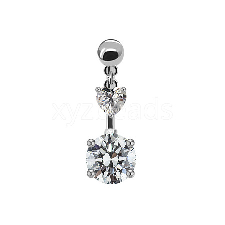 316L Surgical Stainless Steel Clear Cubic Zirconia Belly Button Rings WG93CBC-05-1