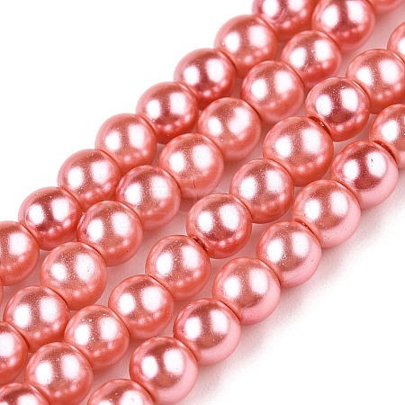 Baking Painted Pearlized Glass Pearl Round Bead Strands HY-Q003-4mm-77-A-1