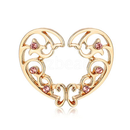 Alloy Rose Rhinestone Heart Clip On Nipple Rings WGEBDCA-03-1