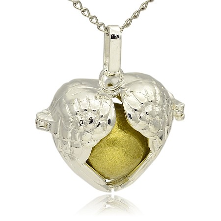 Silver Color Plated Brass Hollow Heart Cage Pendants KK-J241-01S-1