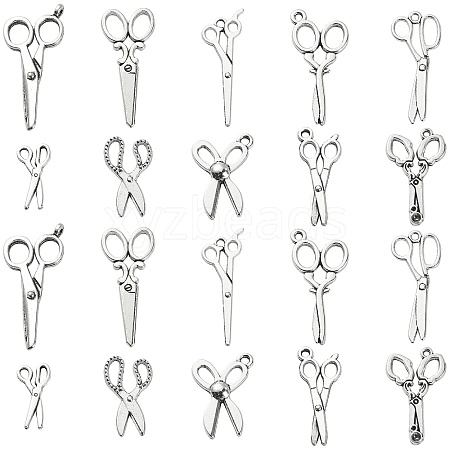 100Pcs 10 Styles Tibetan Style Alloy Pendants TIBEP-CJ0002-36-1