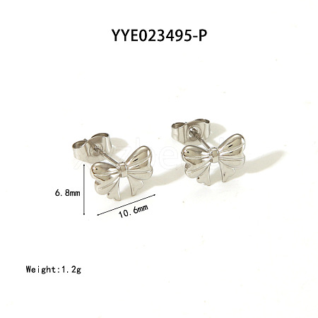 Elegant 304 Stainless Steel Bowknot Stud Earrings CR5364-2-1