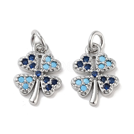 Clover Brass Micro Pave Cubic Zirconia Charms KK-B102-04P-1