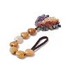 Heart Natural Yellow Jade & Mixed Stone Chips Tassel Pendant Decorations HJEW-JM00948-02-3