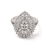 Brass Micro Pave Cubic Zirconia Open Cuff Rings RJEW-R146-16C-P-3
