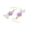 Natural Shell Pearl Beads & Glass Seed Dangle Earrings EJEW-MZ00310-05-4