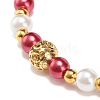 Alloy Gender Symbol & Glass Round Beaded Stretch Bracelet for Women BJEW-JB08511-02-4