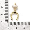 Brass & Natural Pearl Horseshoe Pendants KK-Z093-36G-3