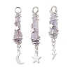 3Pcs 3 Styles Electroplated Natural Quartz Crystal Nuggets Copper Wire Wrapped Pendants PALLOY-JF03128-02-1