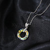 925 Sterling Silver Glass Pendant Necklaces NJEW-C048-01A-2