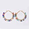 Electroplate Glass Faceted Rondelle Hoop Earrings X-EJEW-JE04021-03-2