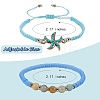 Round Stone & Polymer Clay Heishi Beads Stretch Bracelets Sets BJEW-SZ0002-13-2