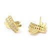 Rack Plating Brass Pave Cubic Zirconia Criss Cross Stud Earrings for Women EJEW-D059-28G-2