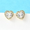 Clear Cubic Zirconia Heart Stud Earrings EJEW-K093-21G-4