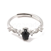 Horse Eye Natural Black Onyx Adjustable Rings RJEW-Q817-02P-09-2