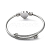 304 Stainless Steel Cuff Bangle with 201 Stainless Steel Heart Beaded BJEW-Z014-01P-2