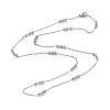 304 Stainless Steel Round Beaded Link Chain Necklaces for Women NJEW-D058-02P-1