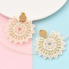 304 Stainless Steel & Bohemian Beaded Flower Dangle Stud Earrings for Women EJEW-R001-04B-5