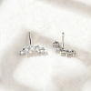 Brass Micro Pave Clear Cubic Zirconia Stud Earrings EJEW-R016-26P-15-3