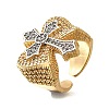 Brass Micro Pave Clear Cubic Zirconia Cuff Rings for Women RJEW-B114-03G-4