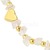 Natural Rose Quartz Chip & Heart Brass Braided Bead Bracelets BJEW-JB10592-3
