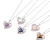 Heart Natural Mixed Stone Pendant Necklaces NJEW-JN03968-1