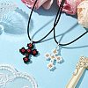 2Pcs 2 Colors Handmade Glass Seed Beads and Glass Pearl Round Pendants Necklaces NJEW-MZ00058-2