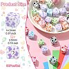 30Pcs UV Plating Acrylic Printed Beads MACR-CJ0002-10-2