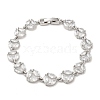 Clear Cubic Zirconia Flat Round Link Chain Bracelet BJEW-M296-06P-1