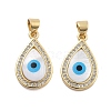 Brass Pave Cubic Zirconia With Shell And Enamel Pendants KK-U009-07G-1