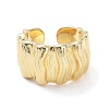 Brass Textured Open Cuff Rings for Women X-RJEW-D016-01G-2