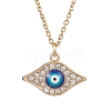 Alloy Crystal Rhinestone Cable Chain Blue Enamel Eye Pendant Necklaces for Women NJEW-JN04977-01-1