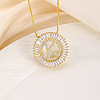 Brass Pave Clear Cubic Zirconia Ring with Letter Pendant Box Chain Necklaces FS-WG44D8C-11-1