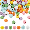 OLYCRAFT 175Pcs 7 Style Painted Natural Wood Beehive Beads WOOD-OC0001-90-1