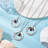 3Pcs 3 Styles Flat Round Forever in My Heart Alloy Glass Pendant Necklaces NJEW-JN05018-2