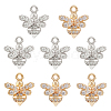 BENECREAT 8Pcs 2 Colors Brass Micro Pave Clear Cubic Zirconia Charms KK-BC0010-04-1