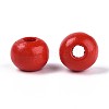 Spray Painted Round Natural Schima Wood Beads WOOD-A018-6mm-07-2