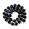 Electroplated Natural Black Onyx(Dyed & Heated) Beads Strands G-G182-B24-04-3