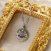 Stainless Steel Rhinestone Flat Round with Eye Pendant Necklaces LS9934-2-3