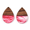 Transparent Resin & Walnut Wood Pendants RESI-N039-25F-3