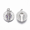 Brass Micro Pave Cubic Zirconia Pendants KK-R133-014P-NF-2