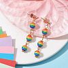 Resin Stripe Beaded Dangle Stud Earrings EJEW-JE05632-2