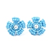 Daisy Glass Seed Beaded Stud Earrings EJEW-MZ00334-01-2